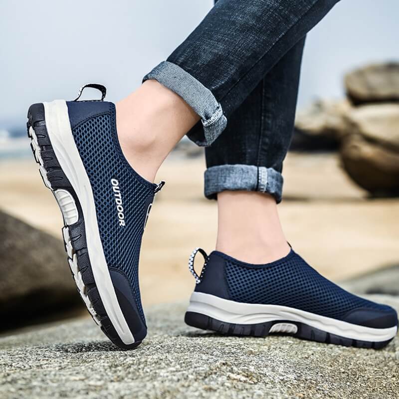 Tênis de Caminhada Antiodor Masculino Ortopédico Outdoor Azul