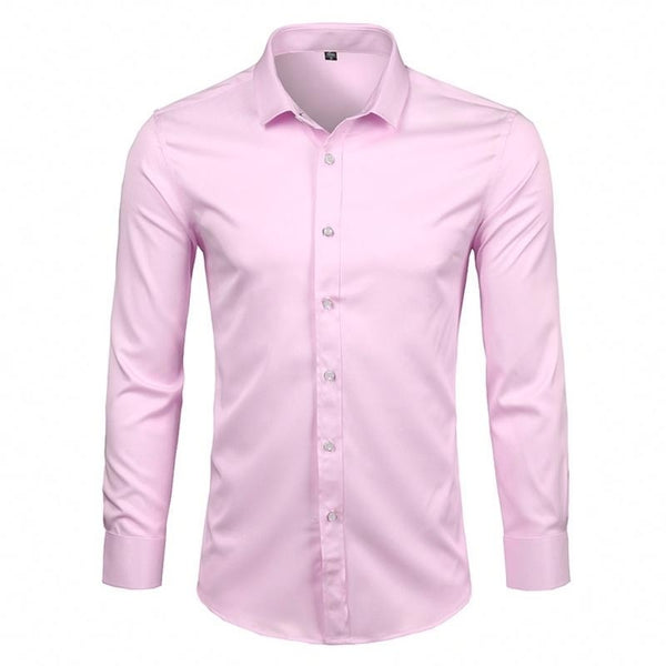 Camisa Social Lisa Conforto Anti Amassado Rosa