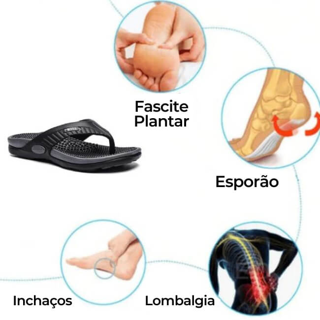 Chinelo Ortopédico Massageador Masculino Acupuntura Reflexologia Marrom ...