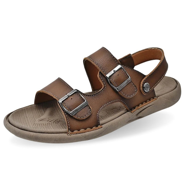 Sandália de Couro Masculina Comfort Fivela Marrom